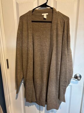H&M Open-Front Women's Cardigan Sweater in Taupe
